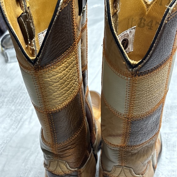 Women's Laramie Custom Made 1960s Vintage Patchwork Cowboy Boots Sz 6 - Picture 6 of 16